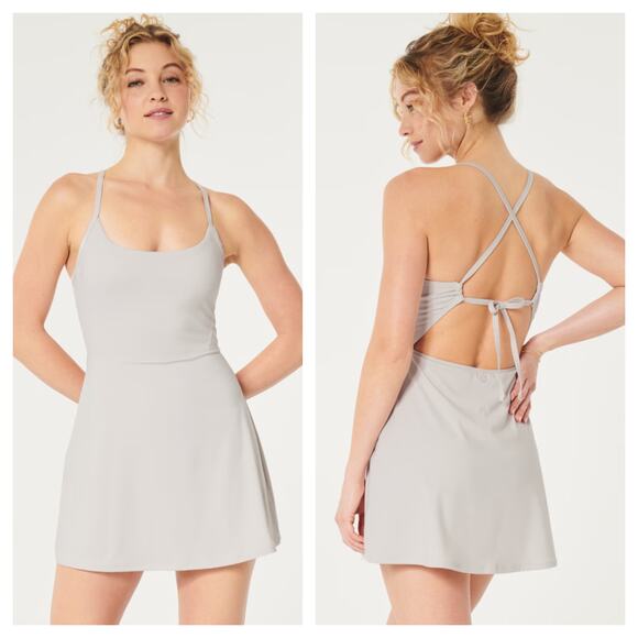 [Gilly Hicks] Gray Active Strappy Back A-Line Dress Built in Shorts NWT Size XXL - Picture 1 of 11